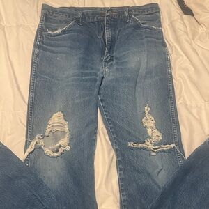 Men's Blue Distressed (naturally) wrangler Jeans